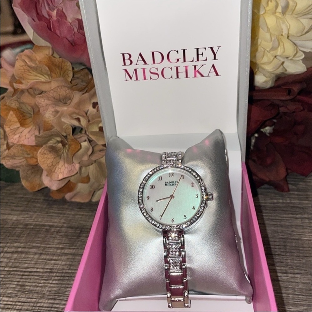 BADGLEY MISCHKA silver rhinestone watches